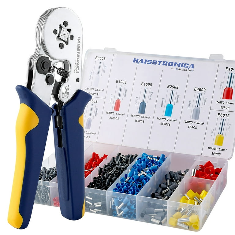 Ferrule Crimping Tool Kit, Ferrule Crimper Plier with 1200Pcs Wire Ferrules  Kit