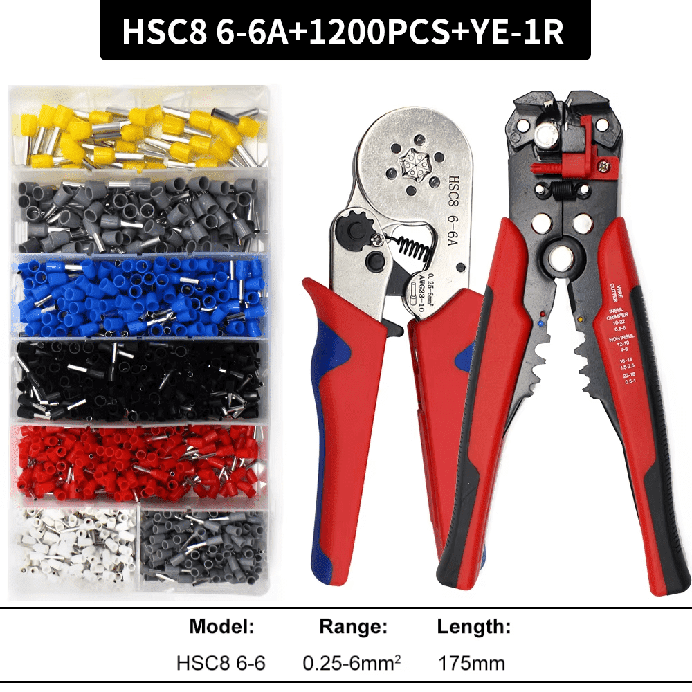 Ferrule Crimping Tool Kit,Wire Ferrule Kit Crimper Connectors，6 corners ...