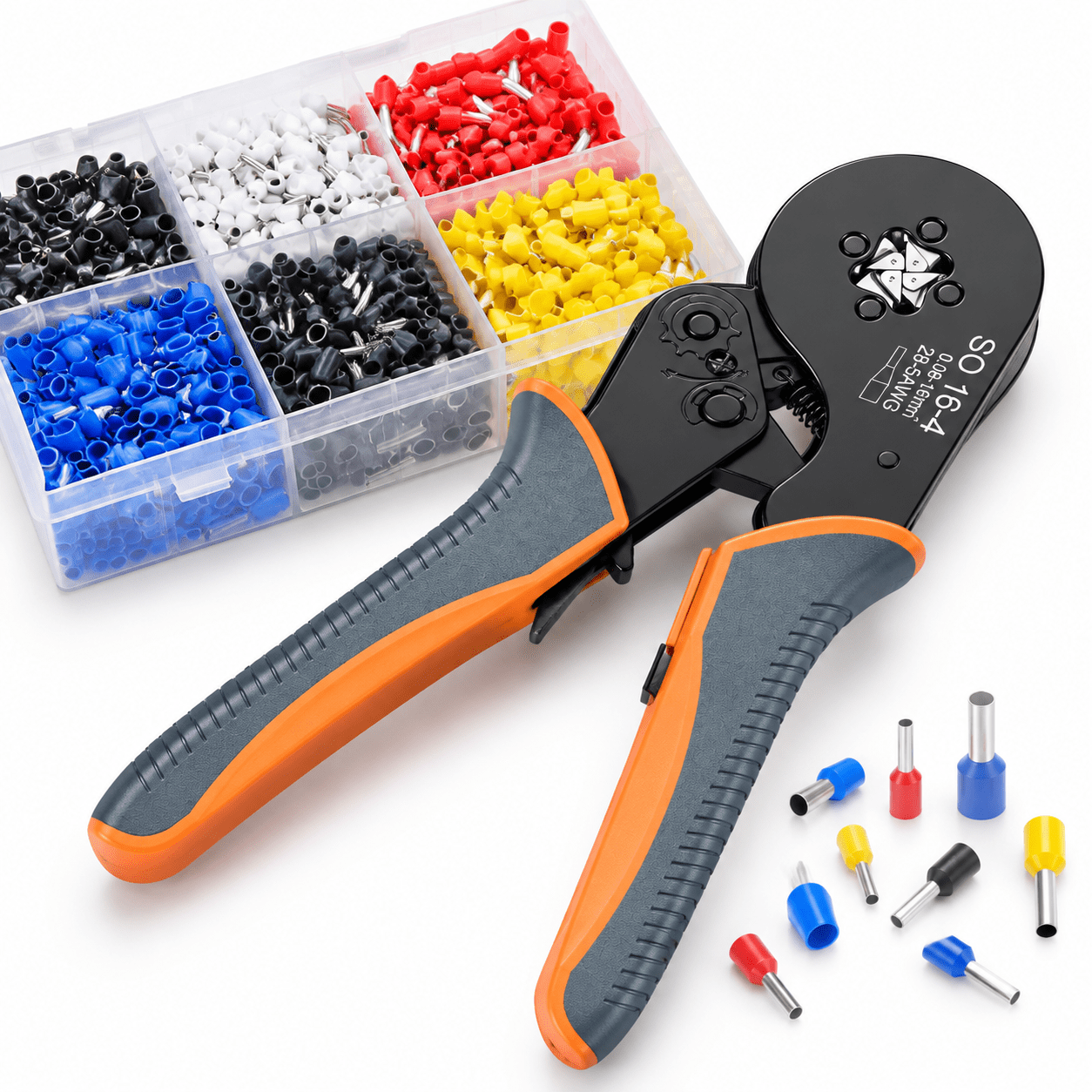 Ferrlule Ferrule Crimping Tool Kit with Ratchet Jaw and 1200 Terminals, CT120171 ...