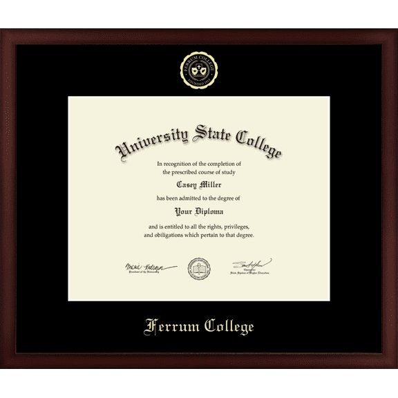 Ferrum College Diploma Frame, Document Size 14" x 11"