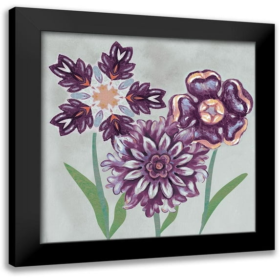 Ferry, Margaret 12x12 Black Modern Framed Museum Art Print Titled - Posies In Purple II