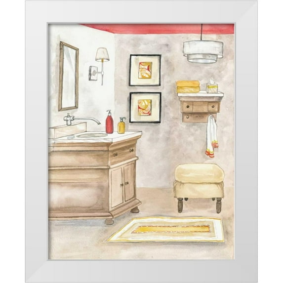 Ferry, Margaret 15x18 White Modern Wood Framed Museum Art Print Titled - Watercolor Bath I