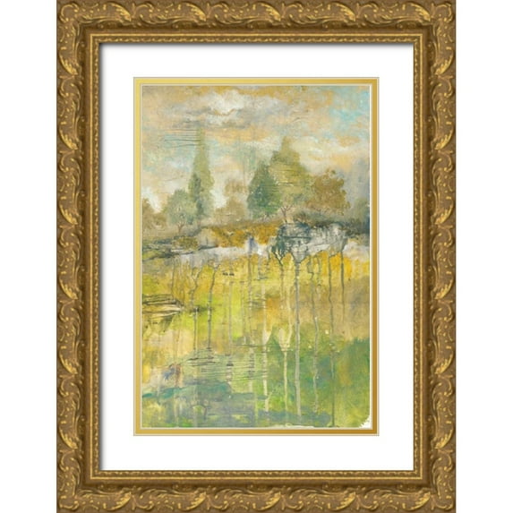Ferry, Margaret 23x32 Gold Ornate Wood Framed with Double Matting Museum Art Print Titled - Drippy Landscape III