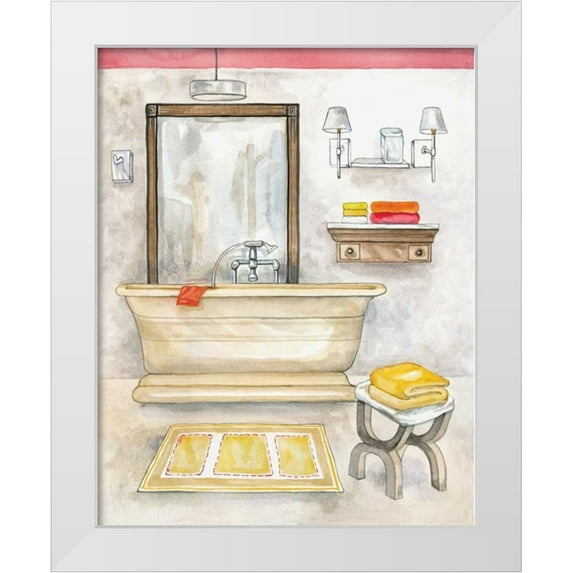 Ferry, Margaret 26x32 White Modern Wood Framed Museum Art Print Titled - Watercolor Bath II