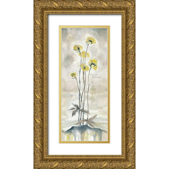 Ferry, Margaret 8x14 Gold Ornate Wood Framed with Double Matting Museum Art Print Titled - Yellow Blossoms I