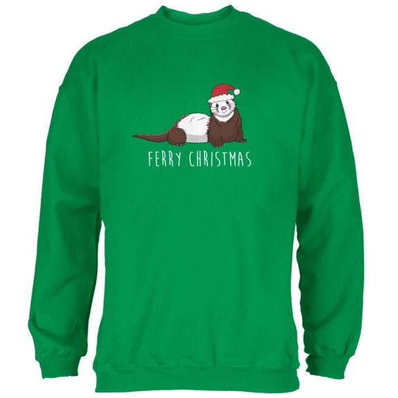 Ferry Merry Christmas Ferret Mens Sweatshirt Irish Green LG