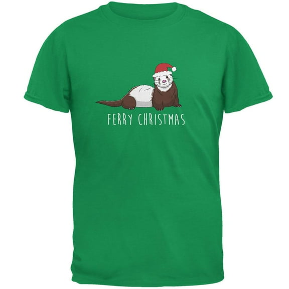 Ferry Merry Christmas Ferret Mens T Shirt Irish Green SM