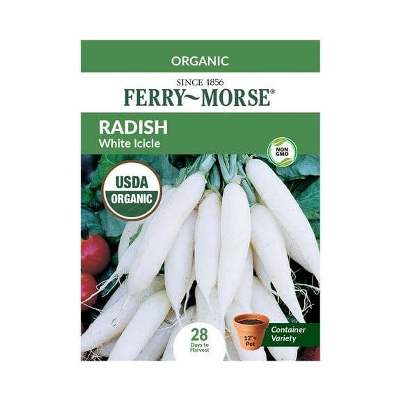 Ferry-Morse Organic 1.1G Radish White Icicle Annual Vegetable Seeds, Full Sun