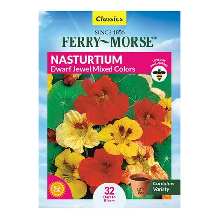 Ferry-Morse 1.6G Nasturtium Jewel Mixed Colors Annual Flower Seeds, Full Sun