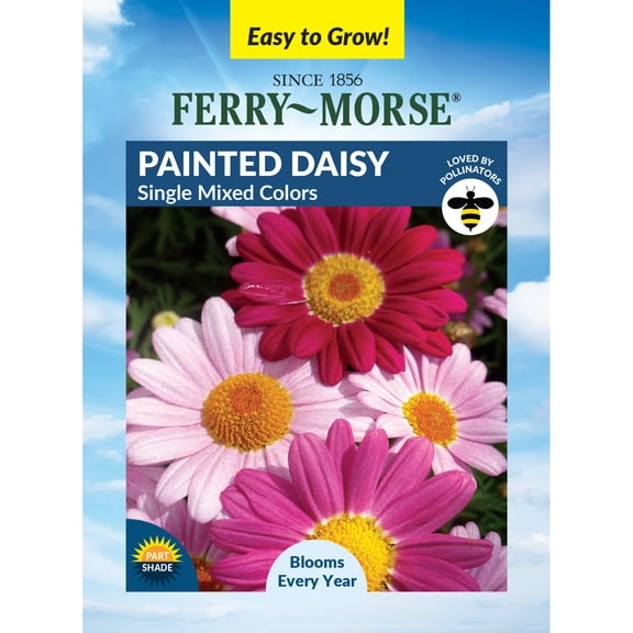 Ferry-Morse Painted Daisy Perennial Flower Seeds - Partial Shade - 100 mg Mixed Colors
