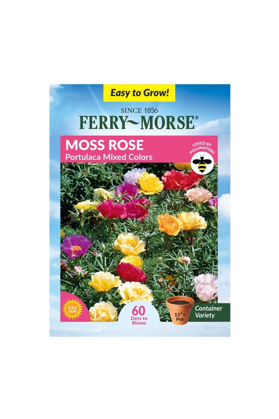 120MG Moss Rose Portulaca Mixed Colors Annual Flower Seeds, Full Sun