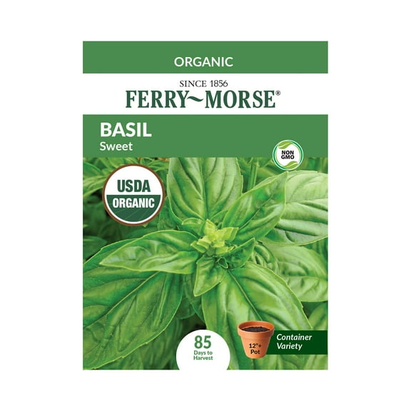 Ferry-Morse 145MG Organic Basil Sweet Annual Herb Seeds, Full Sun
