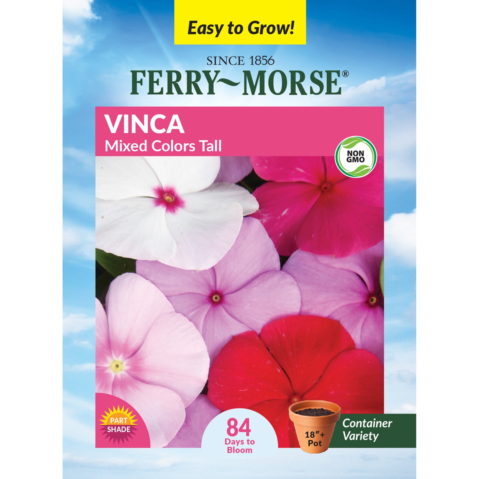 Ferry-Morse Vinca Mixed Colors Tall Annual Flower Seeds - Partial
