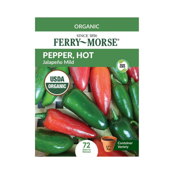 Ferry-Morse Organic 210MG Pepper Jalapeno Mild Annual Vegetable Seeds, Full Sun