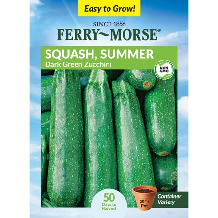 Ferry-Morse 3.1G Squash Dark Green Zucchini Annual Vegetable Seeds, Full Sun