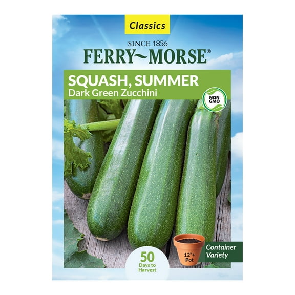 Ferry-Morse 3.1G Squash Dark Green Zucchini Annual Vegetable Seeds, Full Sun