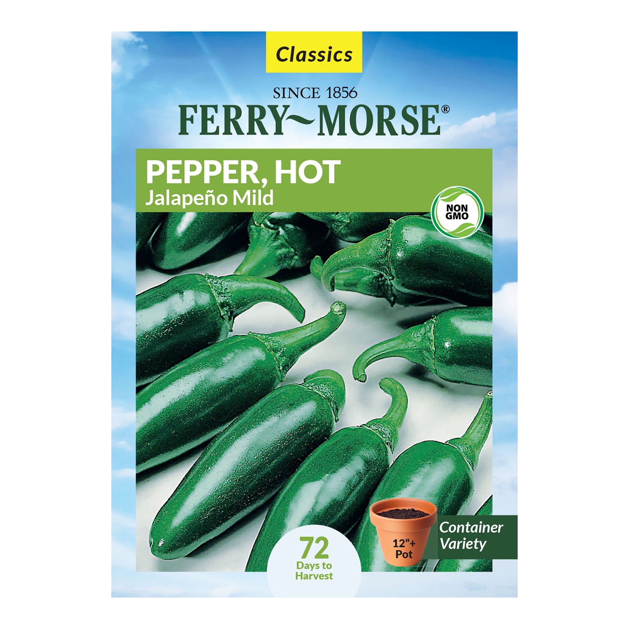 Ferry-Morse 340MG Pepper Hot Jalapeño, Mild Vegetable Plant Seeds Full Sun  