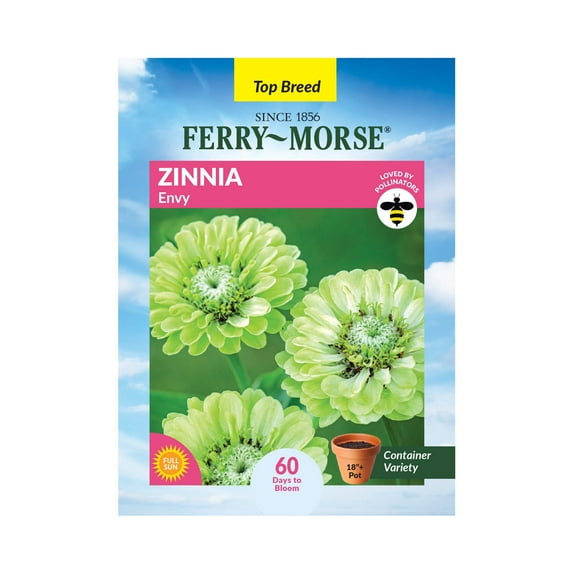 Ferry-Morse 400MG Zinnia Envy Annual Flower Seeds, Full Sun