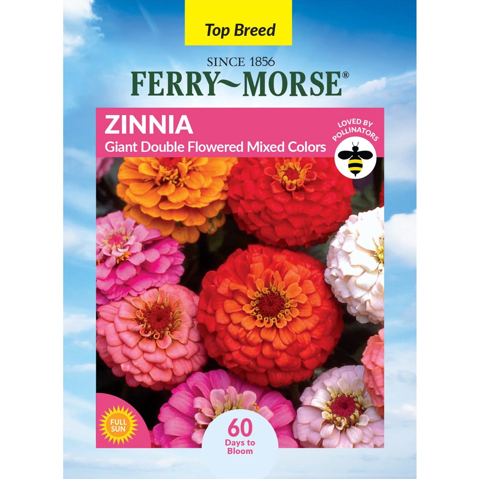 Ferry-Morse 400MG Zinnia Giant Double Flowered Mixed Colors Annual