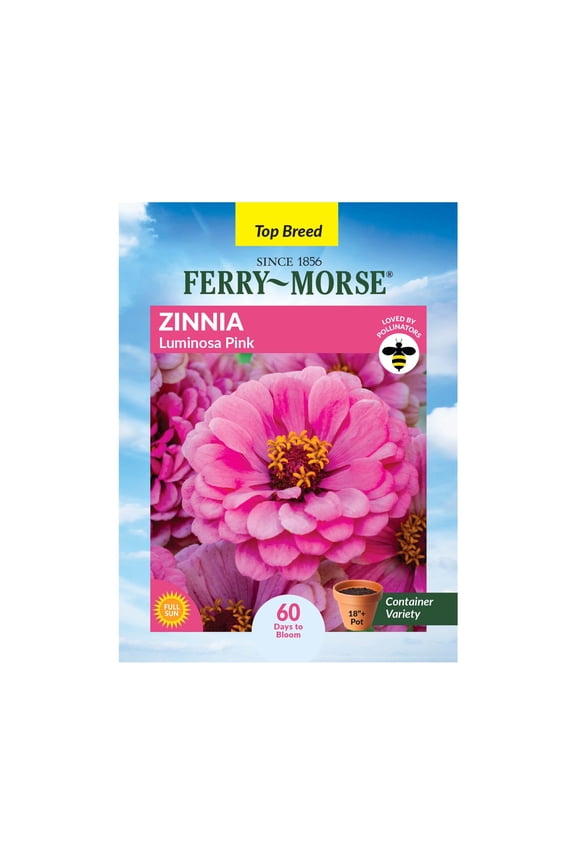 400MG Zinnia Luminosa Pink Annual Flower Seeds, Full Sun