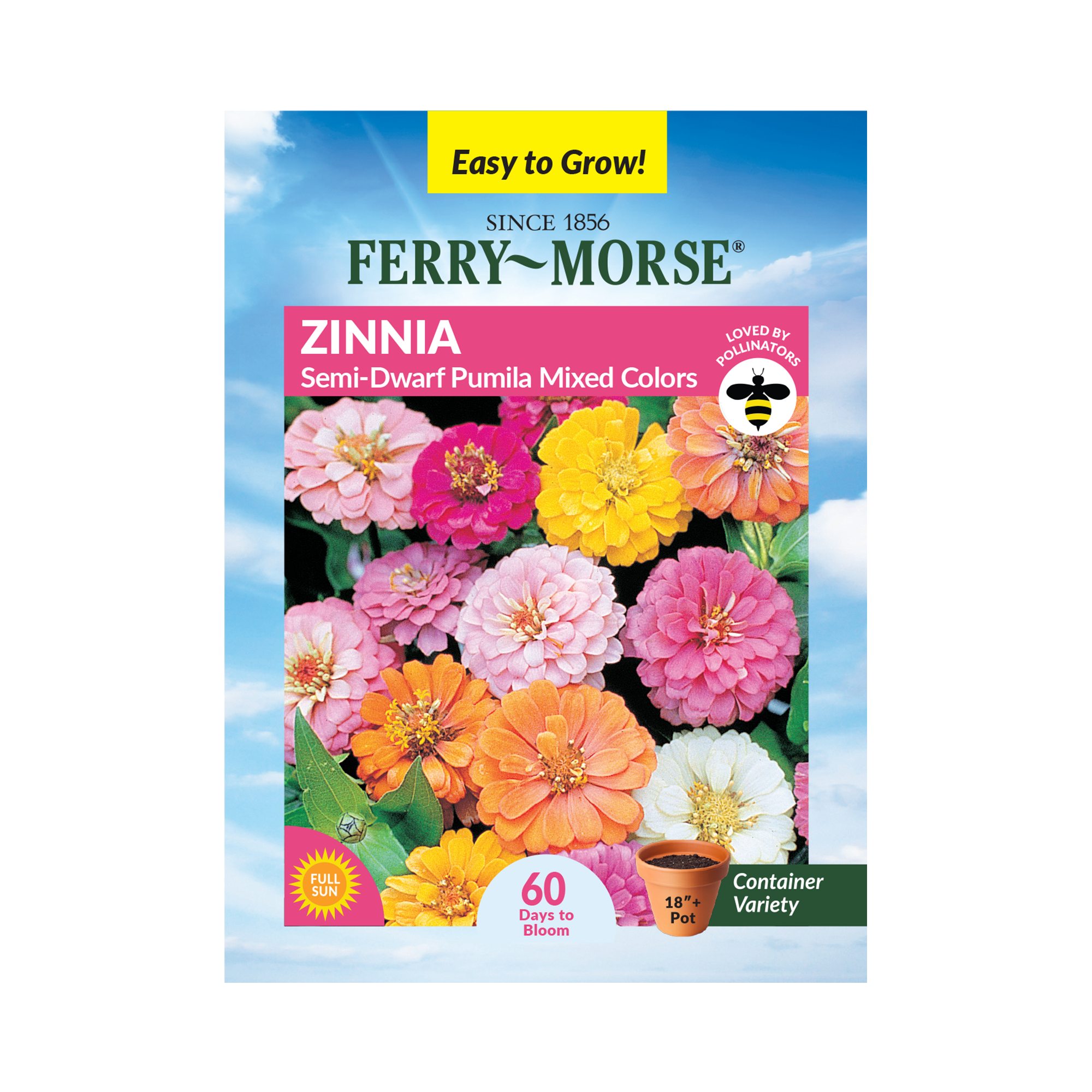 Ferry-Morse 400MG Zinnia Semi Dwarf Pumila Mixed Colors Annual