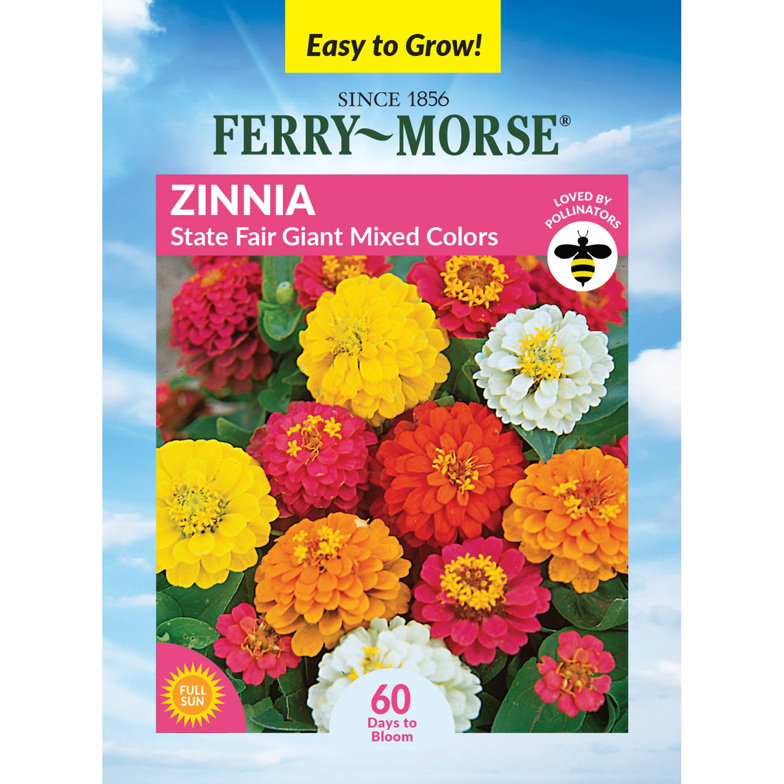 Ferry-Morse Zinnia State Fair Mixed Colors Annual Flower Seeds