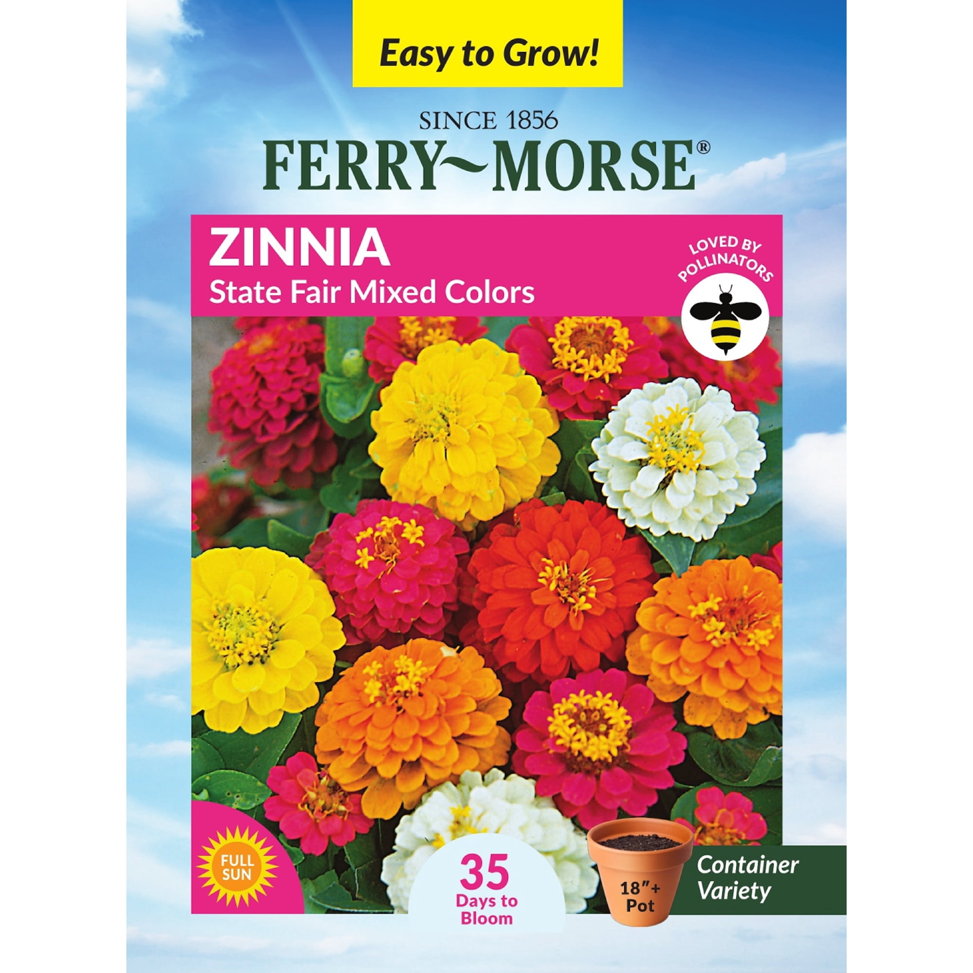 Ferry-Morse Zinnia State Fair Mixed Colors Annual Flower Seeds
