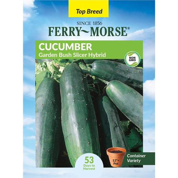 Ferry-Morse 700MG Cucumber Garden Bush Slicer Hybrid Annual Vegetable Seeds, Full Sun