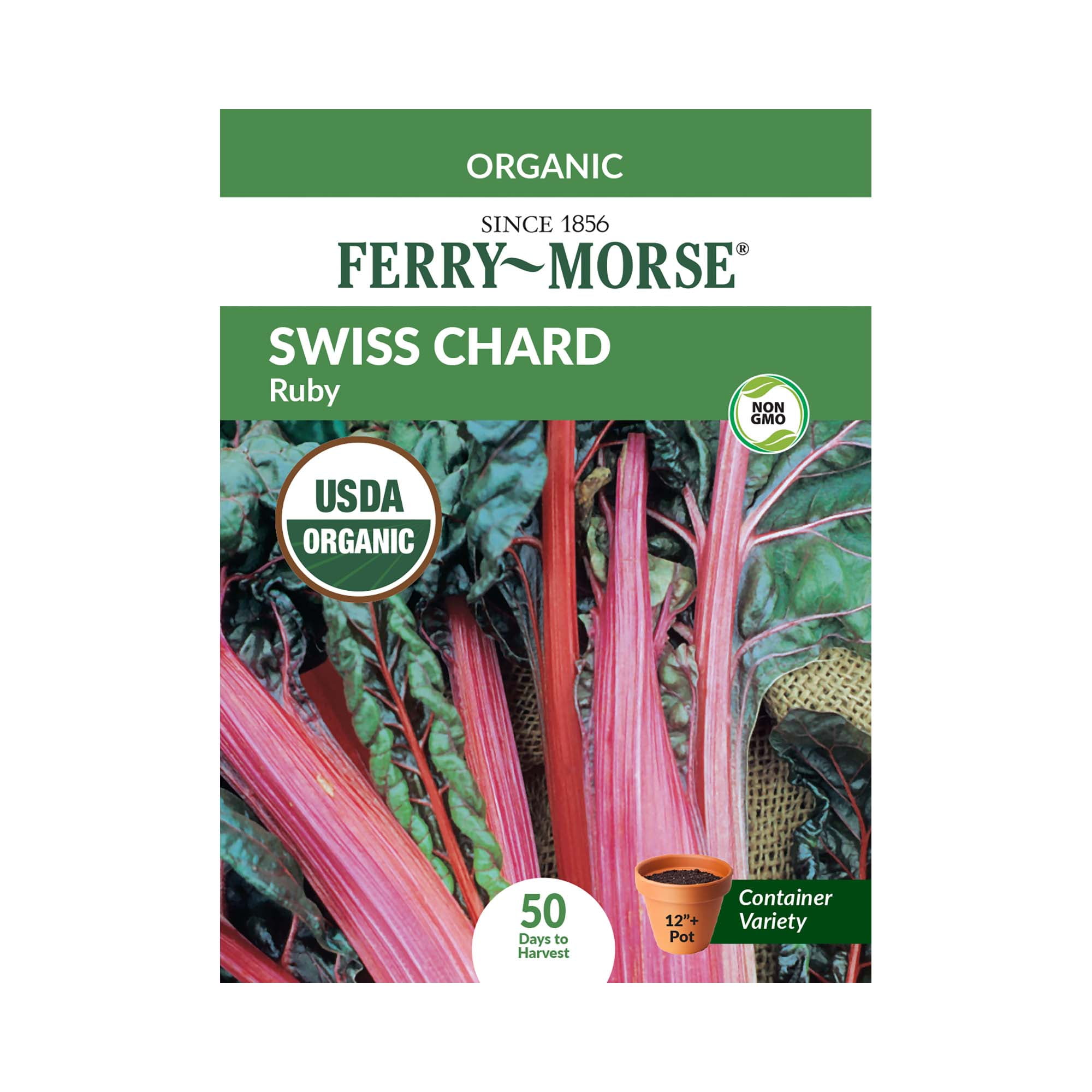 Ruby Vegetable Ferry-Morse Organic 700MG Swiss Chard Ruby Biennial Vegetable Seeds ...