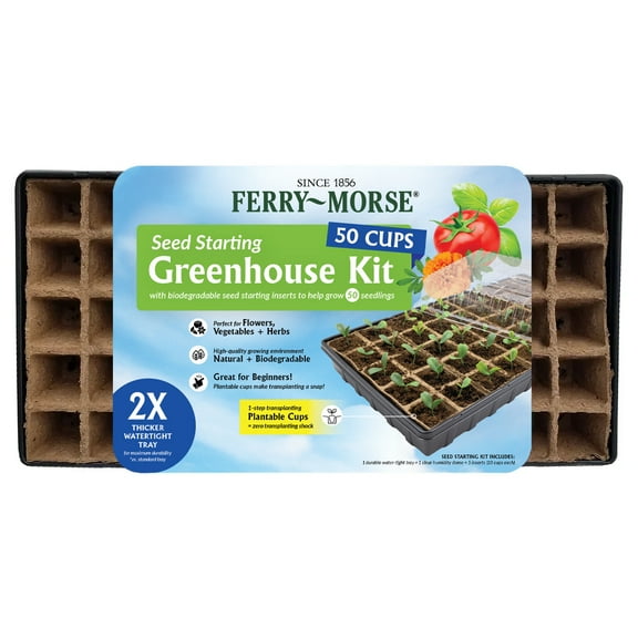 Ferry-Morse Durable Plastic Seed Starting Tray With 50 Plantable Inserts