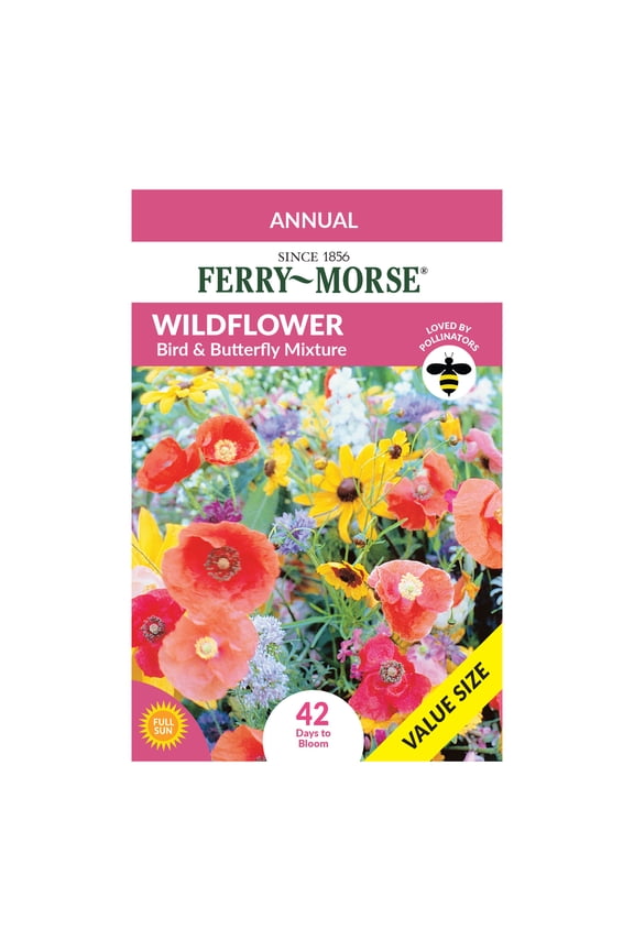 Economy 7.5G Wildflower Bird & Butterfly Mixture Annual Flower Seeds, Full Sun