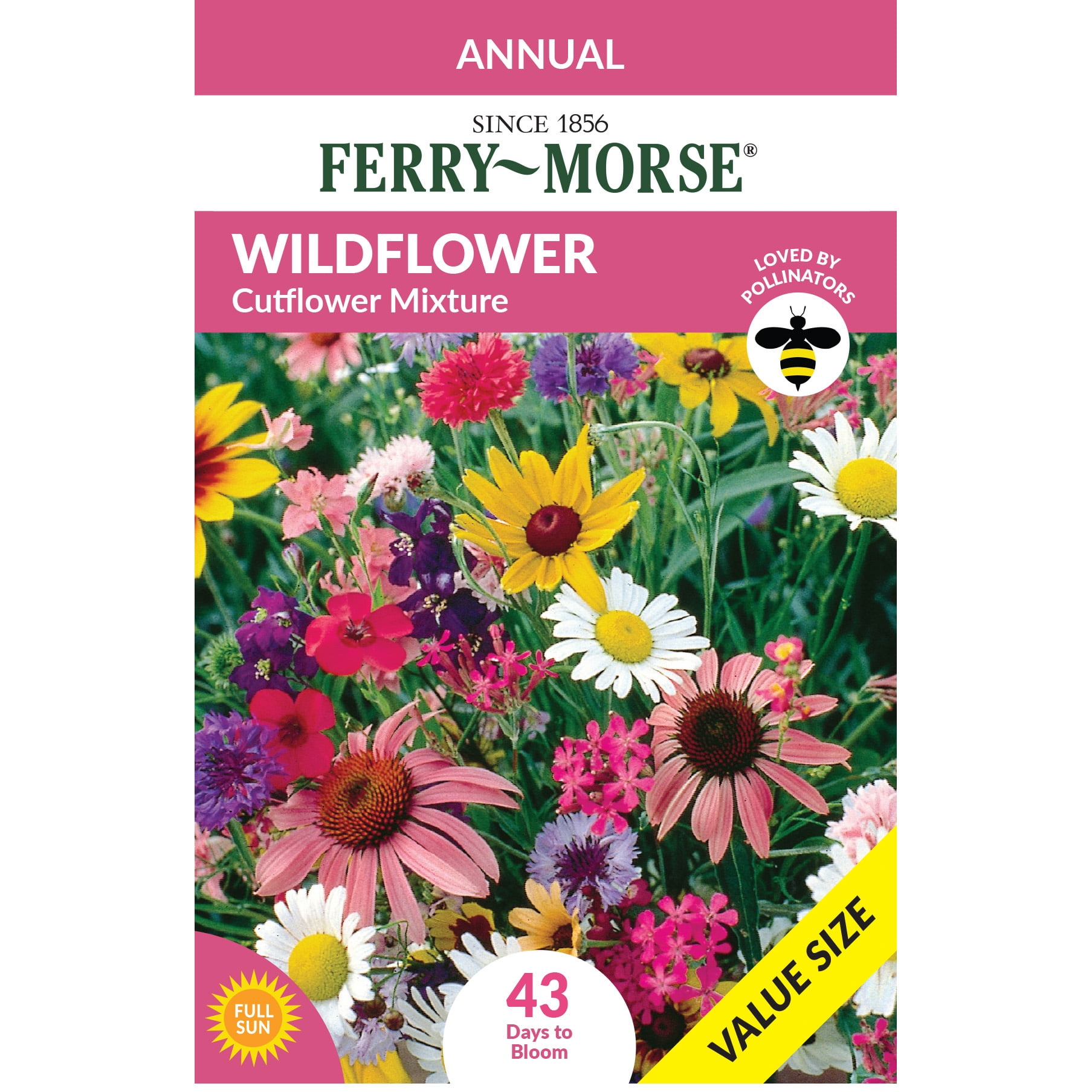 Ferry-Morse Economy 7.5G Wildflower Cutflower Mixture Annual Flower Seeds, Full Sun