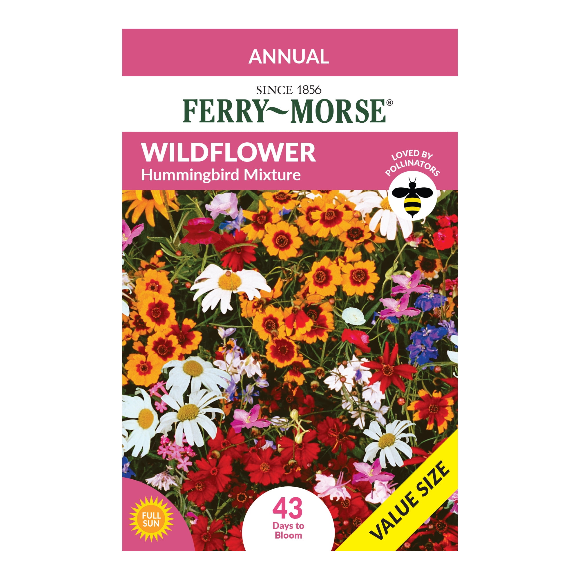 Ferry-Morse Economy 7.5G Wildflower Hummingbird Mixture Annual Flower Seeds, Full Sun
