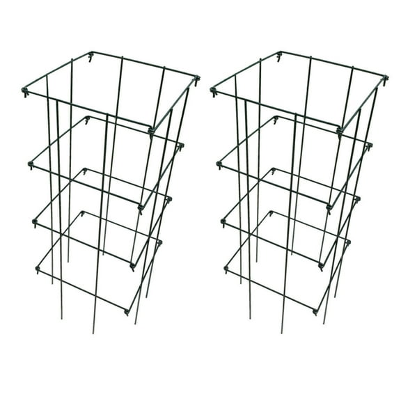 Ferry-Morse 4-Piece Multi-Use Tomato Cage & Trellis Garden Tomato Cages Plant Support Square Pole, Heavy Duty Steel Plant Tower Stakes - 2 Pack