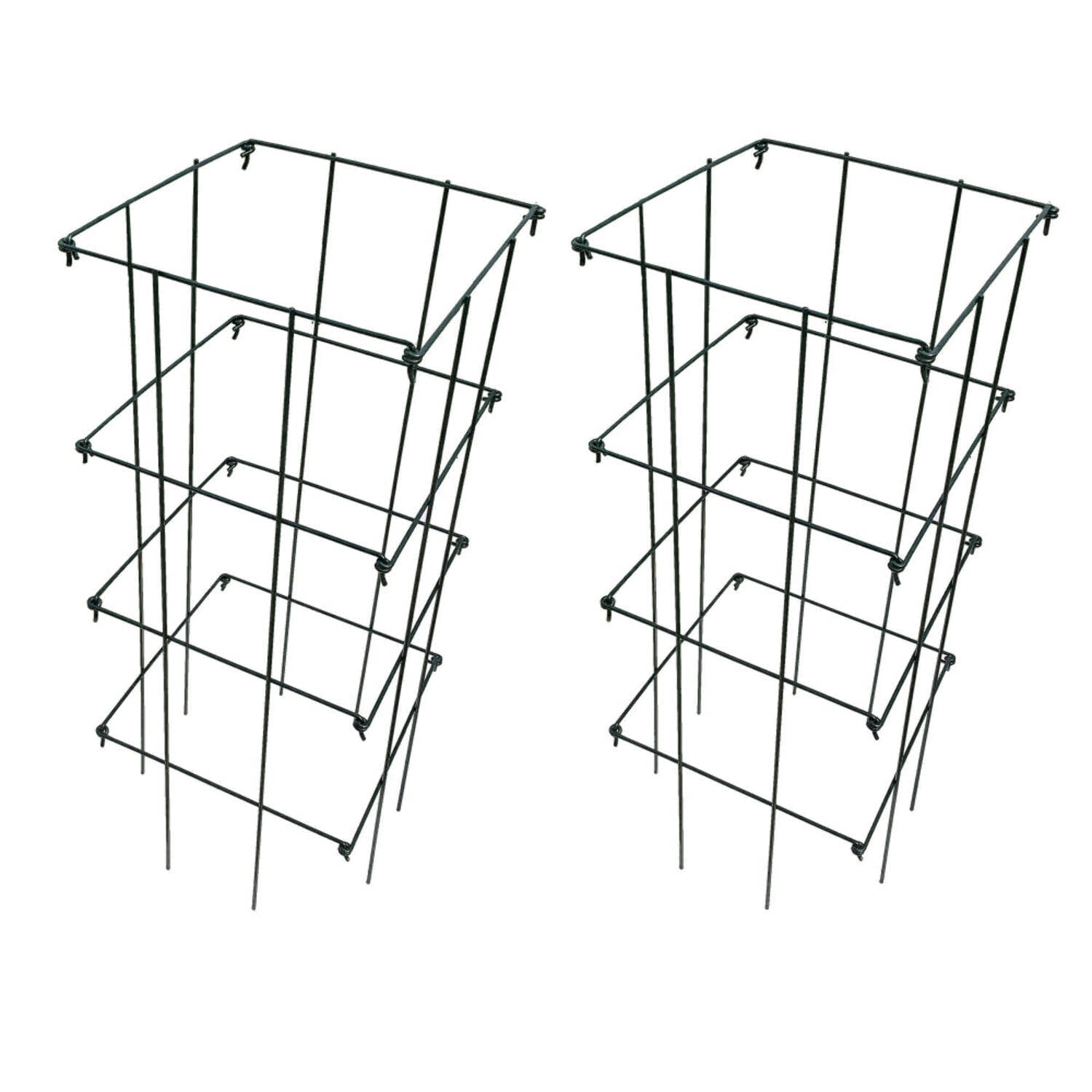 Ferry-Morse 4-Piece Multi-Use Tomato Cage & Trellis Garden Tomato Cages Plant Support Square Pole, Heavy Duty Steel Plant Tower Stakes - 2 Pack