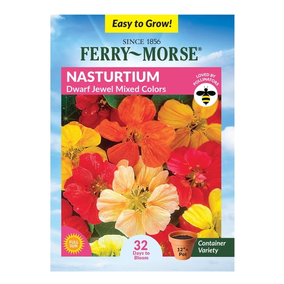 Ferry-Morse 2.2G Nasturtium Jewel Mixed Colors Annual Flower Seeds, Full Sun