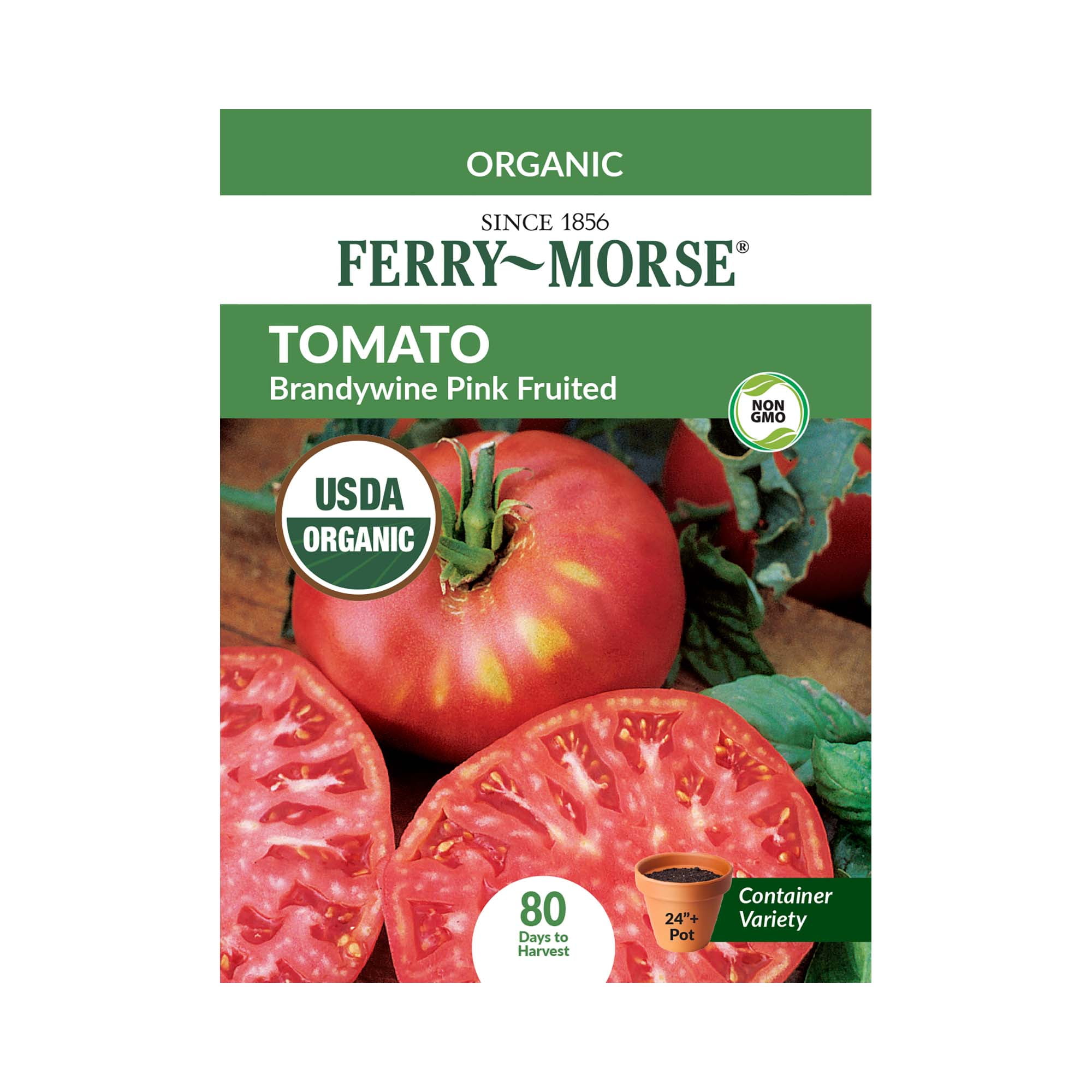 Ferry-Morse 125MG Organic Tomato Brandywine Pink Fruited Annual Vegetable Seeds, Full Sun