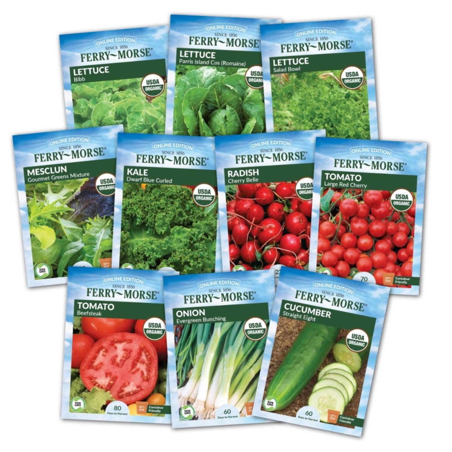 Ferry-Morse Organic Salad Garden Seed Variety Pack - 10 Pack