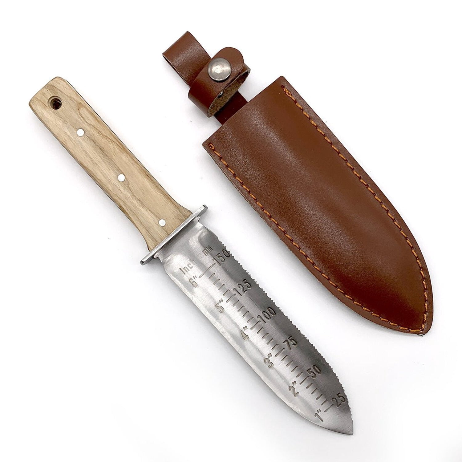 Ferry-Morse Premium Garden Hori Hori Knife & Trowel Combo Hand Tool for Weeding, Planting, Digging, 7" Stainless Steel Blade with Cutting Edge