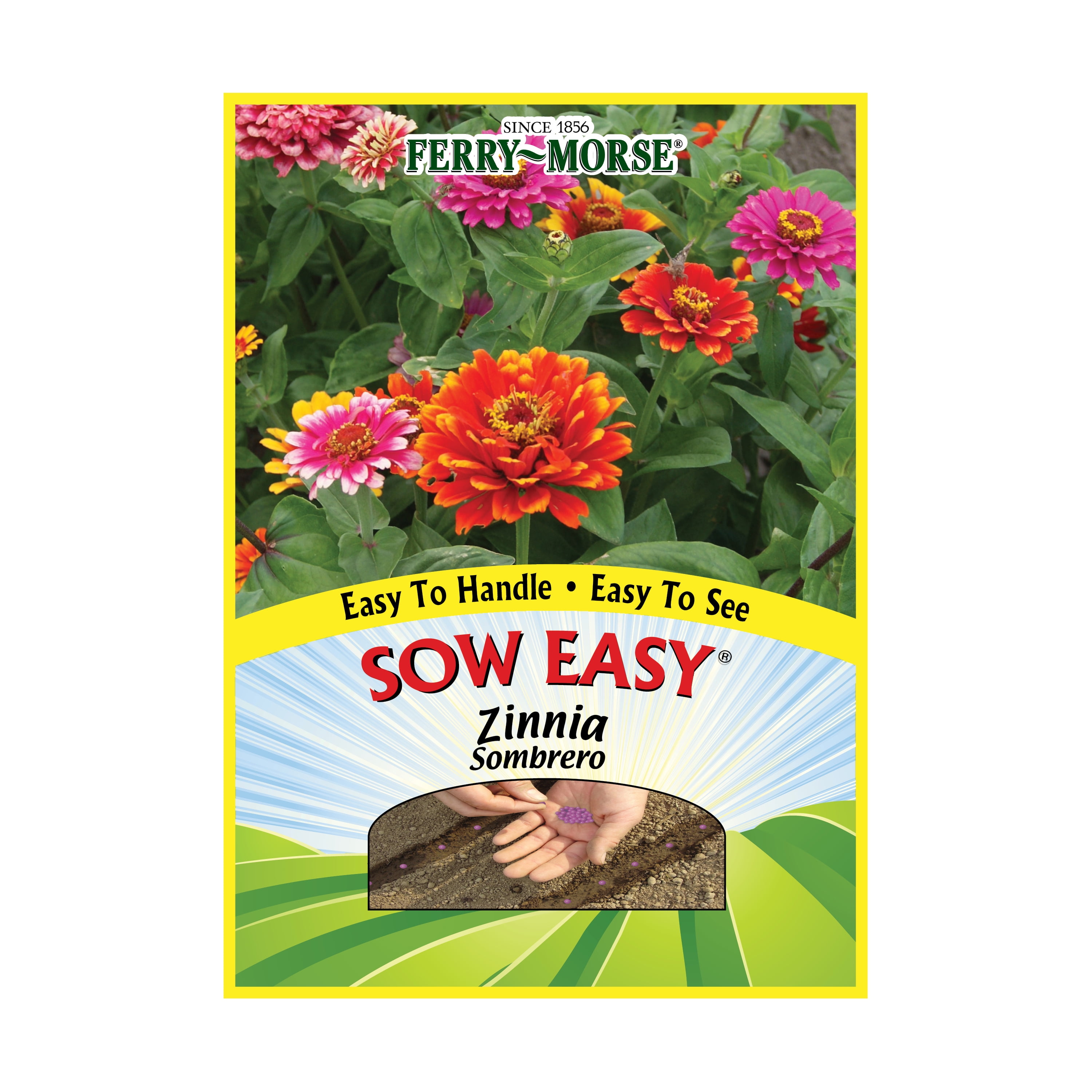Ferry-Morse Sow Easy 1G Zinnia Sombrero Annual Flower Seeds Full Sun