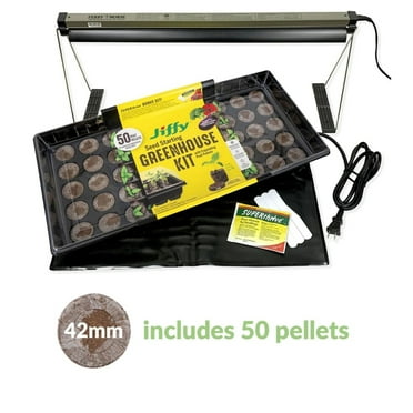 Ferry-Morse Complete Indoor Seed Starting Kit, Jiffy 50 Cell 42mm Peat Pellets