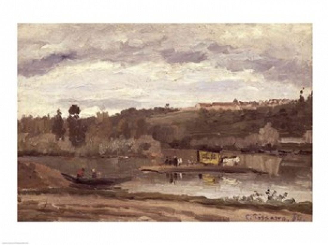 Ferry at Varenne-Saint-Hilaire 1864 Canvas Art - Camille Pissarro (36 x 24)