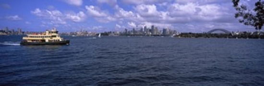Ferry in the sea with a bridge in the background Sydney Harbor Bridge Sydney Harbor Sydney New South Wales Australia Canvas Art - Panoramic Images (18 x 6)