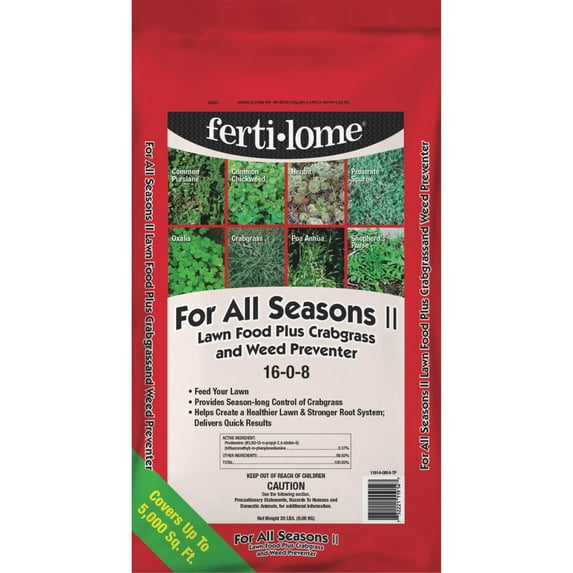 Vpg Fertilome For All Seasons II 20 lb Lawn Food Plus Crabgrass and Weed Preventer 16-0-8