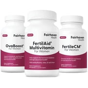 FertilAid for Women, OvaBoost, FertileCM TTC Boost Bundle Vitex, Myo-Inositol, L-Arginine, Essential Vitamins, Minerals & More - Natural Fertility Support - 1 Month Supply