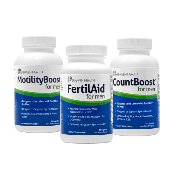 FertilAid for Men, MotilityBoost, Countboost Bundle (1 Month Supply) Fertility Supplements