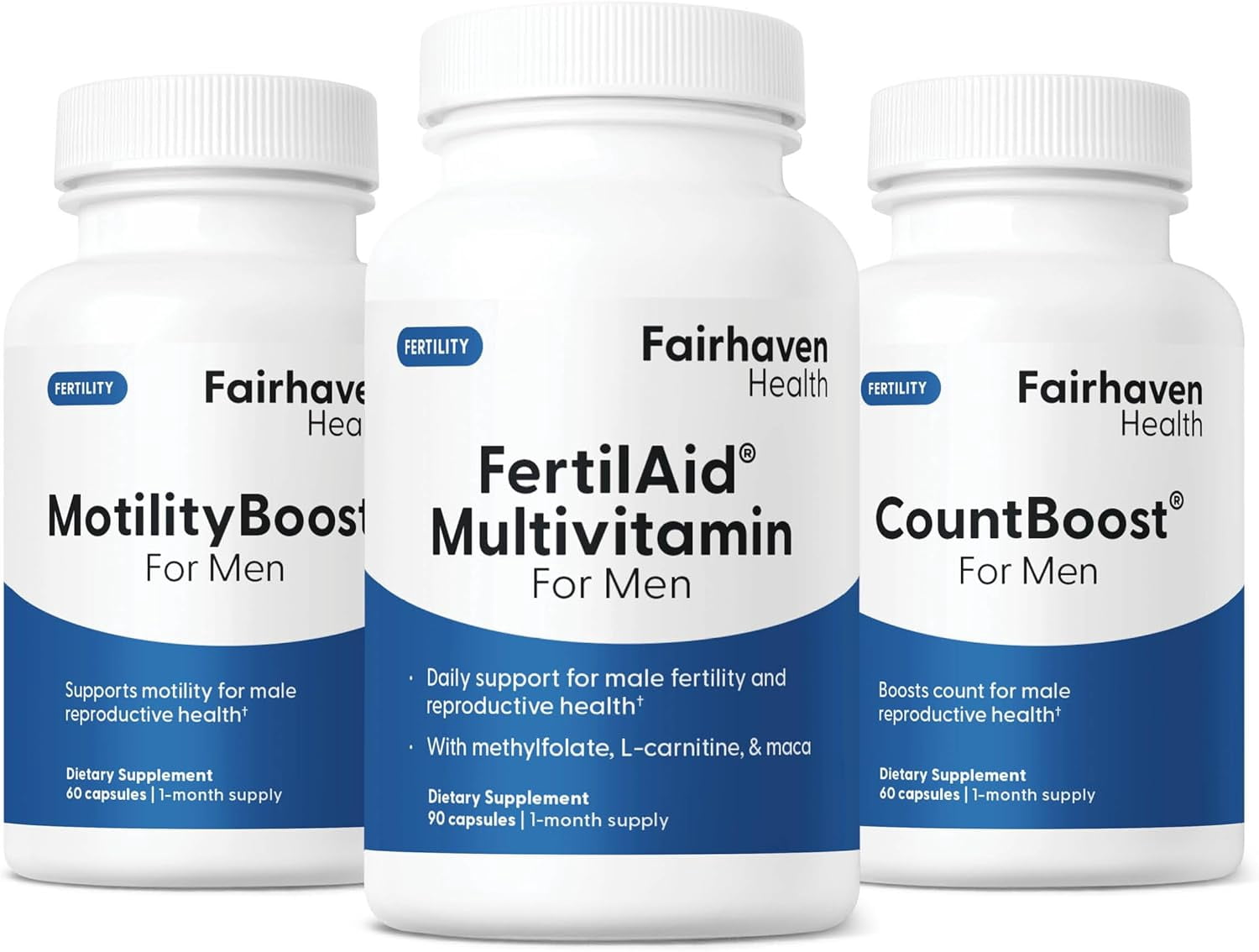FertilAid for Men, MotilityBoost, Countboost Bundle 1 Month Supply Fertility Supplements