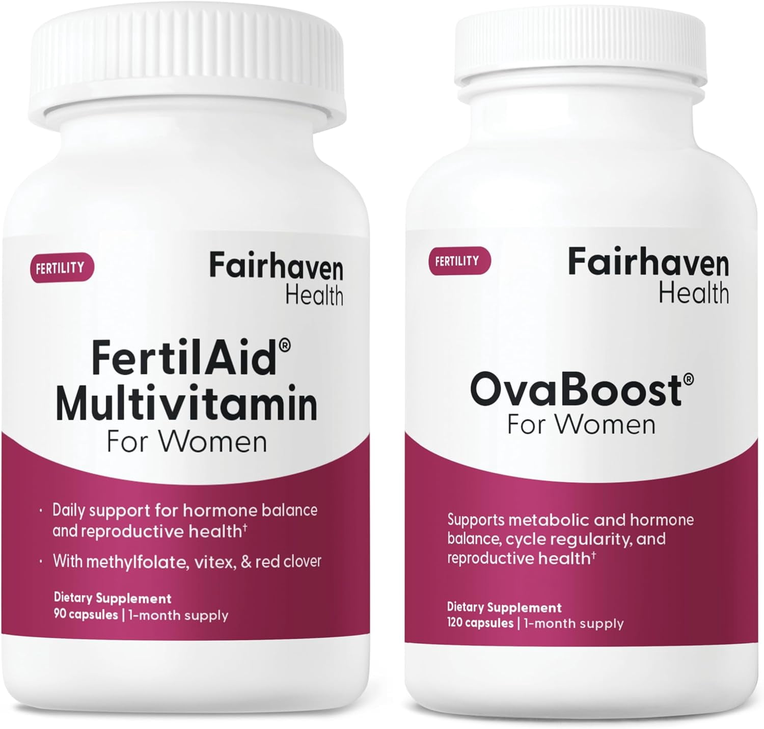 FertilAid for Women and Ovaboost Combo 1 Month Supply Fertility Supplements