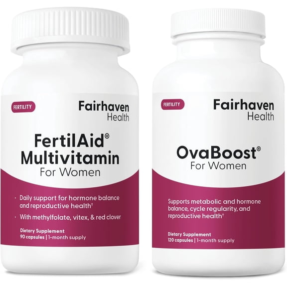 FertilAid for Women and Ovaboost Combo 1 Month Supply Fertility Supplements