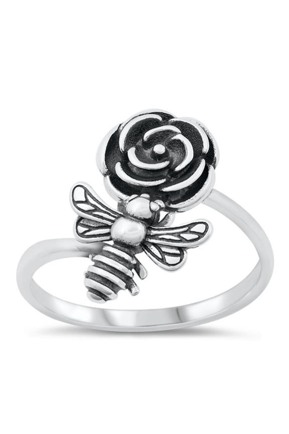 Fertility Bumble Bee Flower Ring .925 Sterling Silver Band Jewelry Female Male Unisex Size 5
